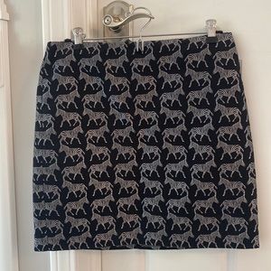 J Crew zebra print lined skirt, size 2